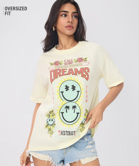 S W SMILEY Surf Dreams Women Oversized T-Shirts