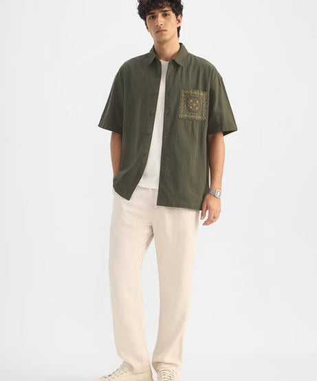 Textured Indie Olive Holiday Shirts