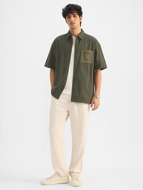 Textured Indie Olive Holiday Shirts