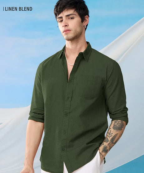 Ivy Green Cotton Linen Shirts