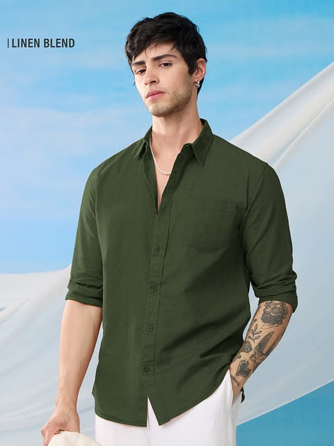 Ivy Green Cotton Linen Shirts