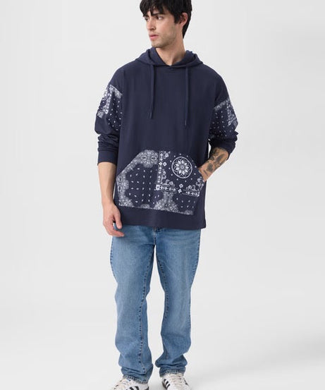 Hooded Pullover Bandana Blues Oversized Full Sleeve T-Shirts