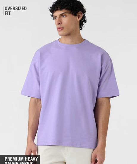 Solids Deep Lavender Oversized T-Shirts