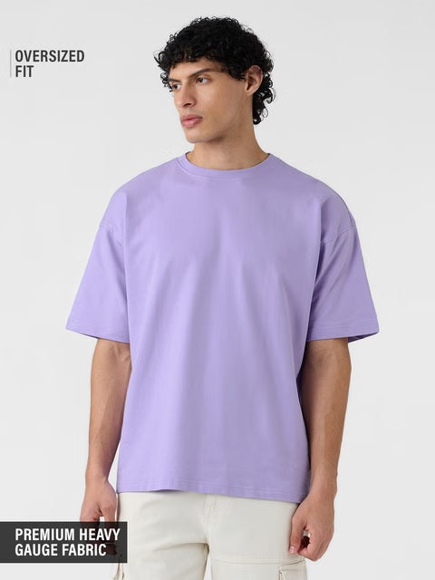Solids Deep Lavender Oversized T-Shirts