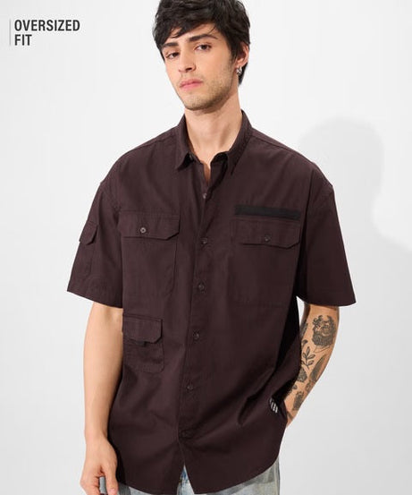 Solids Oak Brown Oversized Shirts