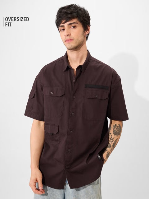 Solids Oak Brown Oversized Shirts