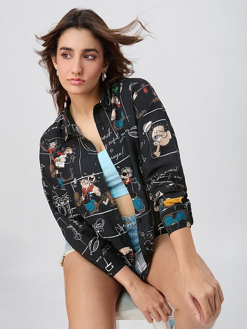 Back Tie Up Popeye Women Shirts