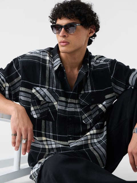 Plaid Steel Men Utility Shirts