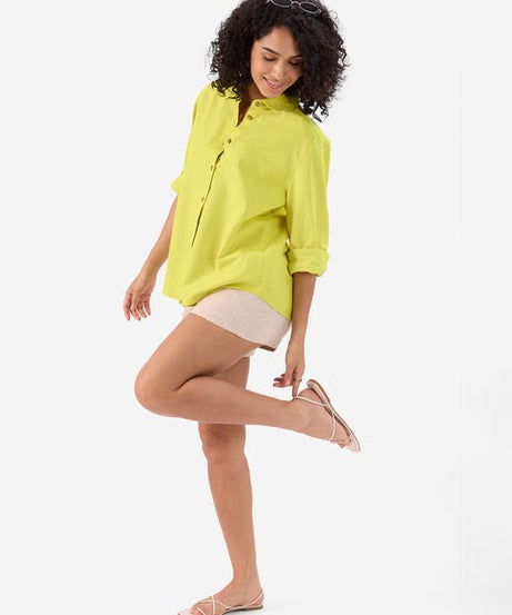 Cotton Linen Lime Green Women Shirts