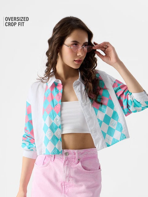 Checks Pink and Blue Women Boyfriend Shirts