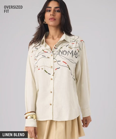 Nomad Stitch Lines Women Boyfriend Shirts