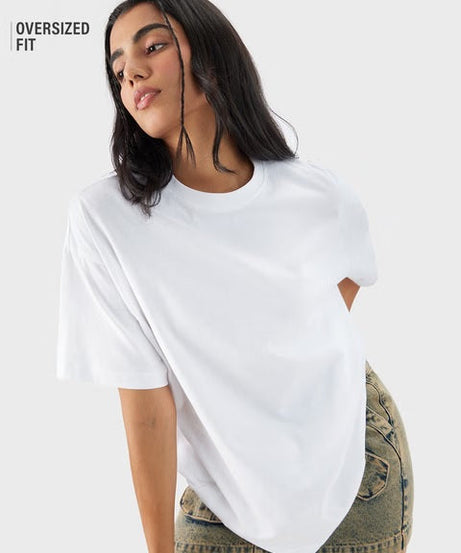 Solids Classic White Women Oversized T-Shirts