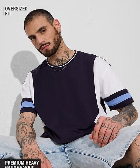Colourblock Sapphire Oversized T-Shirts
