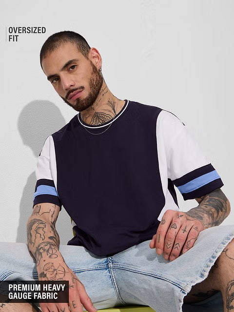Colourblock Sapphire Oversized T-Shirts