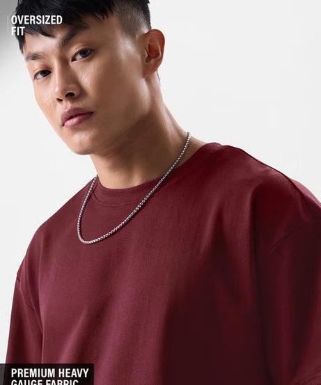 Solids Maroon Oversized T-Shirts
