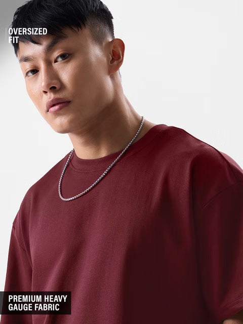 Solids Maroon Oversized T-Shirts