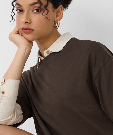 Solids Deep Brown Women Oversized T-Shirts