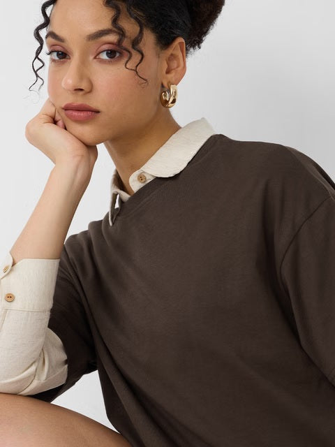 Solids Deep Brown Women Oversized T-Shirts