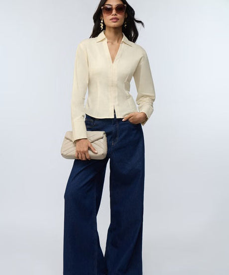 Ivory Fitted Shirt Women Fitted Shirts