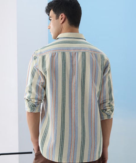 Stripes Sunset Lines Cotton Linen Shirts