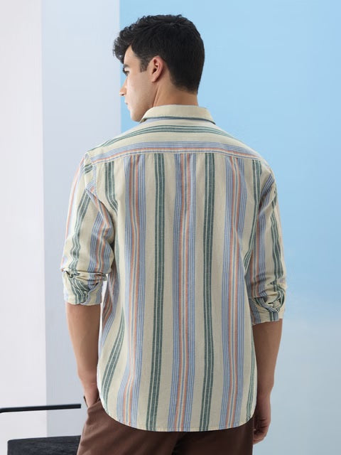 Stripes Sunset Lines Cotton Linen Shirts