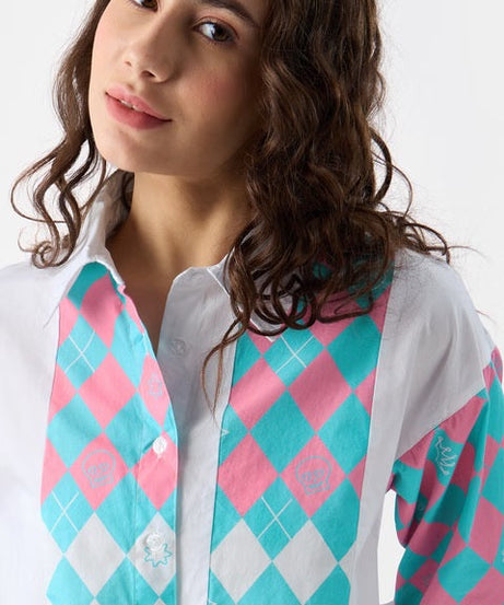 Checks Pink and Blue Women Boyfriend Shirts