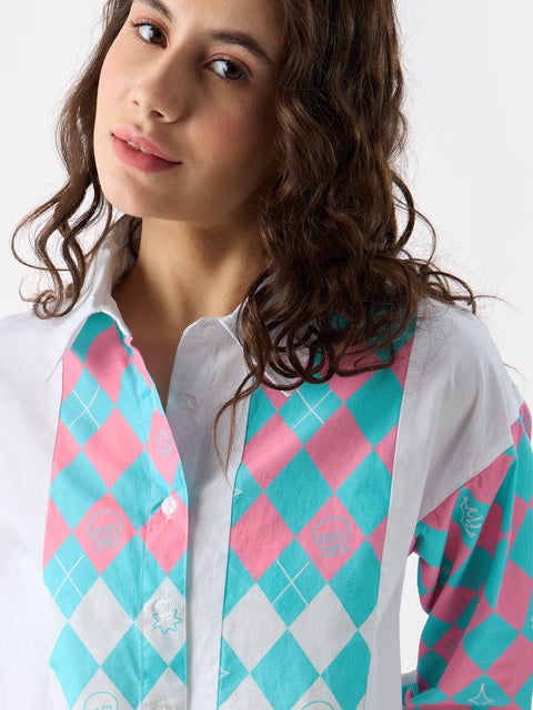 Checks Pink and Blue Women Boyfriend Shirts
