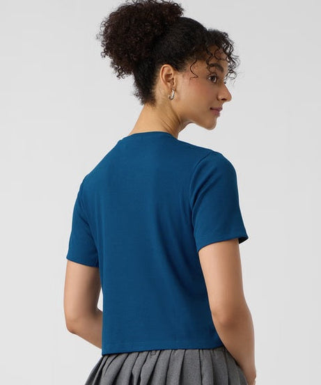 Ribbed Azure Women T-Shirts