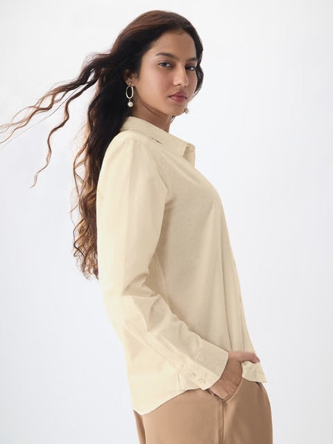 Cotton Linen Champagne Women Shirts