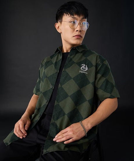 Harry Potter Slytherin Argyle Oversized Shirts
