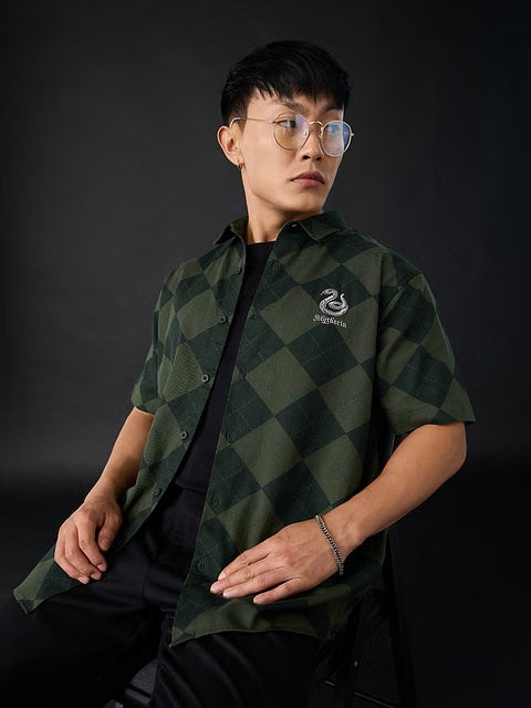 Harry Potter Slytherin Argyle Oversized Shirts