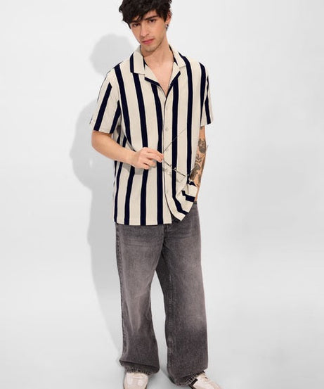 Striped Eclipse Men Textured Shirts