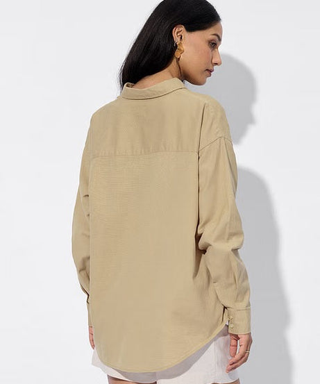 Cotton Linen Almondine Women Boyfriend Shirts