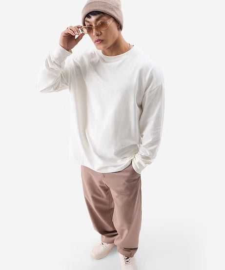 Solids White Oversized Full Sleeve T-Shirts