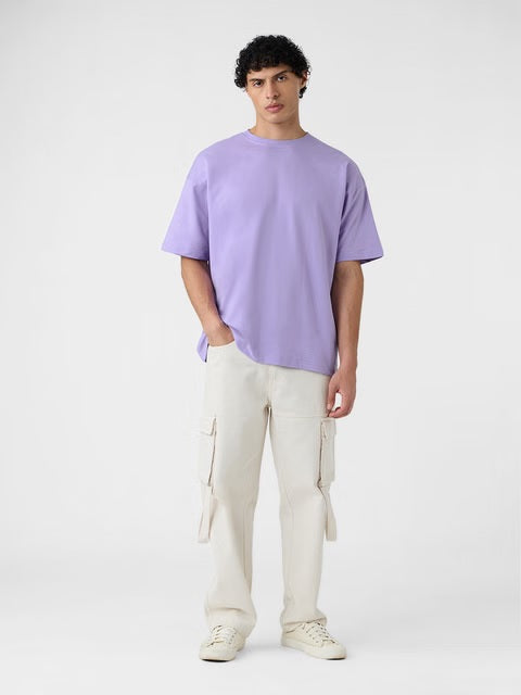 Solids Deep Lavender Oversized T-Shirts