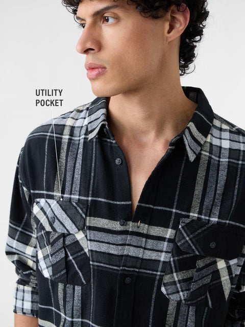 Plaid Steel Men Utility Shirts