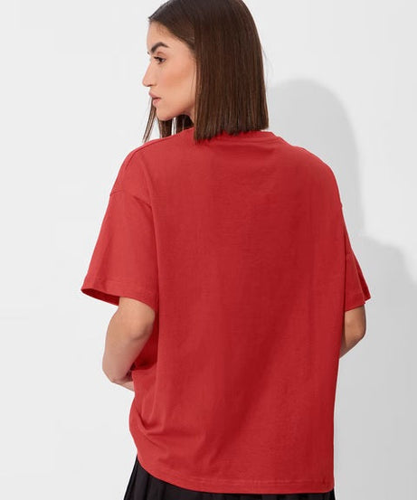 Solids Rouge Red Women Oversized T-Shirts