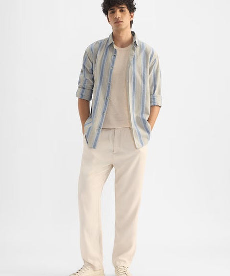 Stripes Ridge Cotton Linen Shirts
