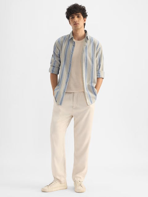 Stripes Ridge Cotton Linen Shirts