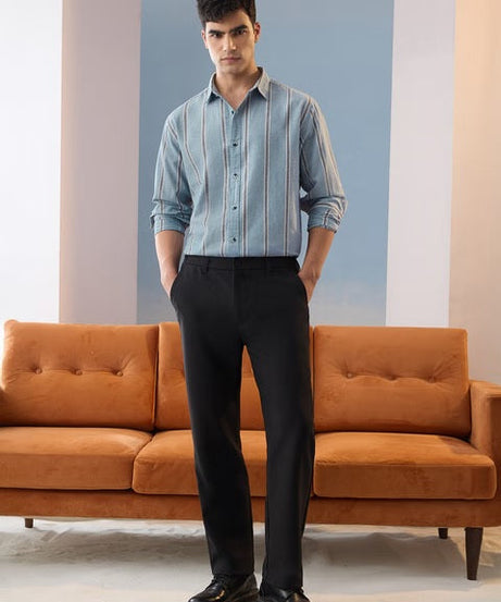 Stripes Lagoon Cotton Linen Shirts