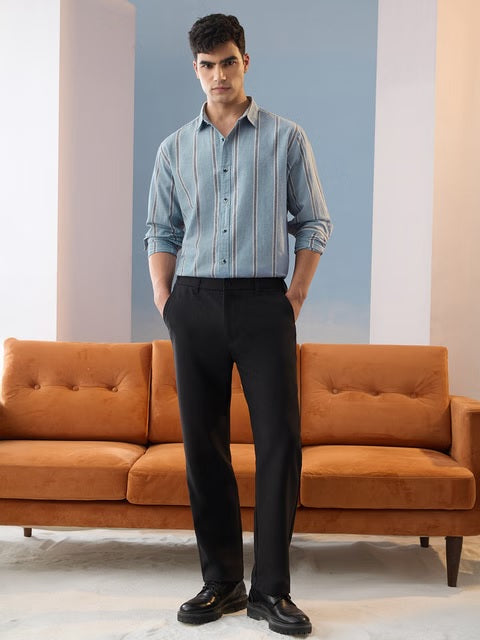 Stripes Lagoon Cotton Linen Shirts