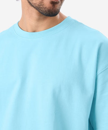 Solids Airy Blue Oversized T-Shirts