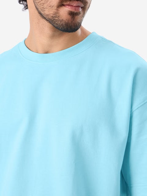 Solids Airy Blue Oversized T-Shirts