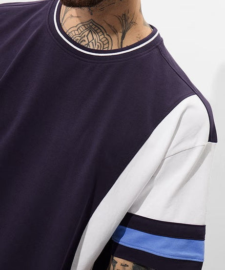 Colourblock Sapphire Oversized T-Shirts