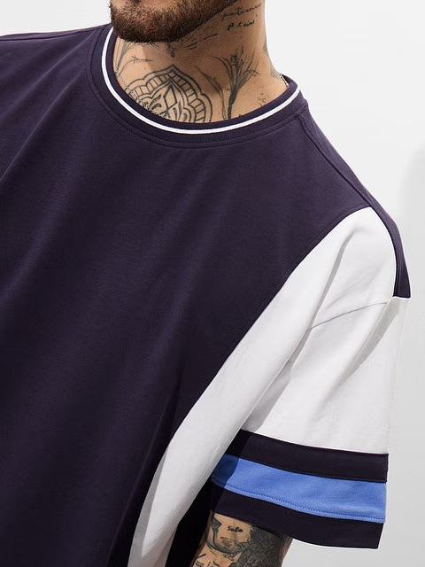 Colourblock Sapphire Oversized T-Shirts
