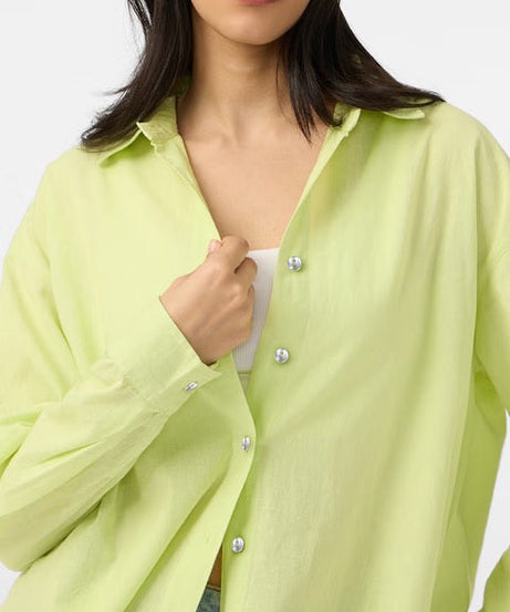 Cotton Linen Lime Women Boyfriend Shirts