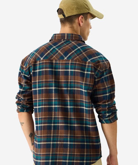 Plaid Brown And Navy Men Utility Shirts