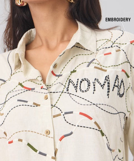 Nomad Stitch Lines Women Boyfriend Shirts