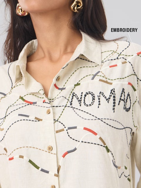 Nomad Stitch Lines Women Boyfriend Shirts