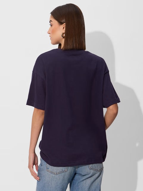 Solids Berry Purple Women Oversized T-Shirts